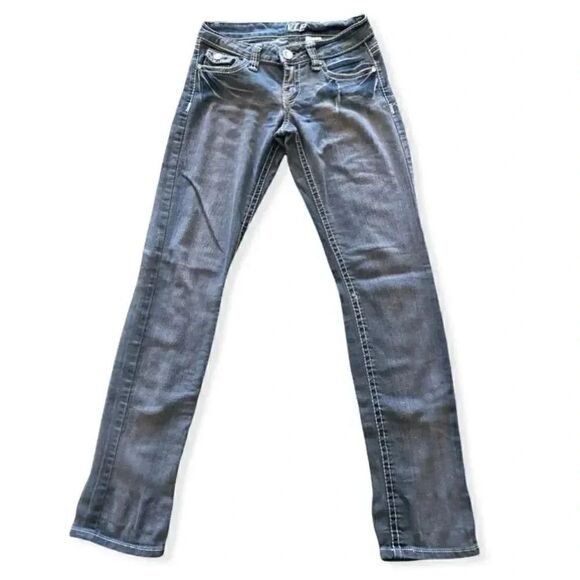 V.I.P Girls Acid Wash Denim Skinny Low Rise Jeans - Picture 1 of 4